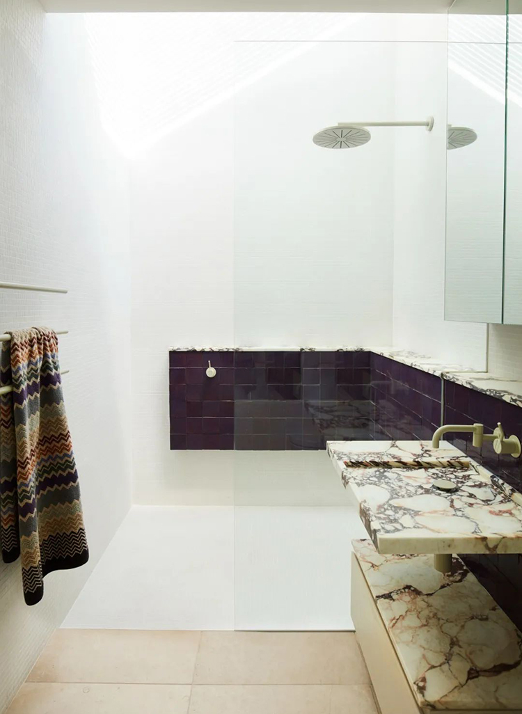 24 calacatta viola bathroom