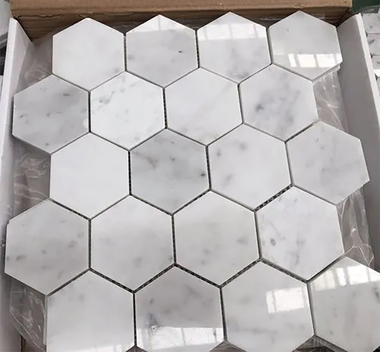 4I i-white-hexagon-mosaic-tile
