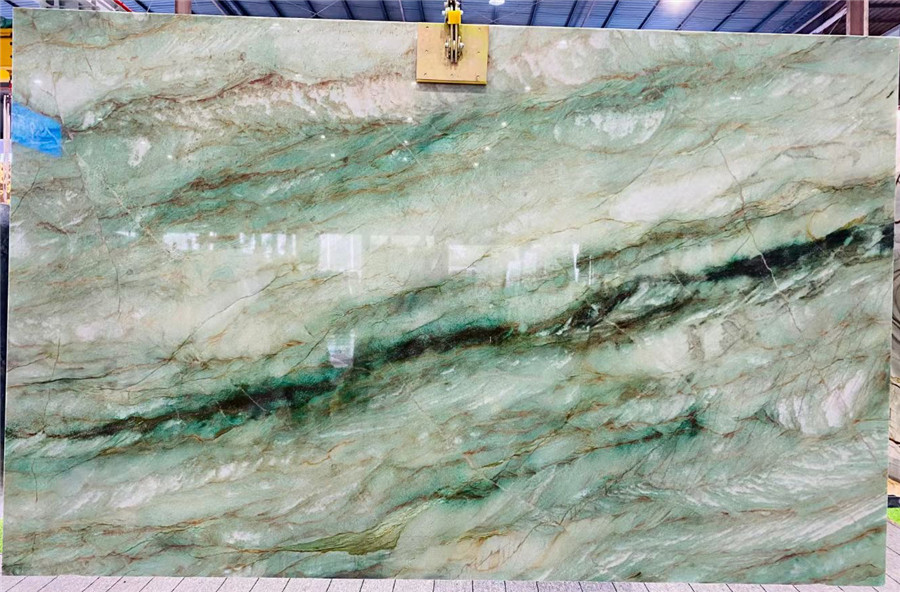 Green quartzite slab