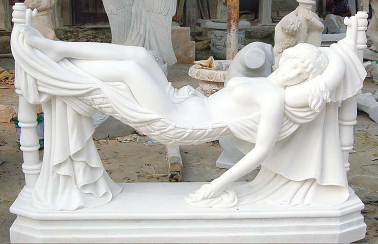 19i white marble carving