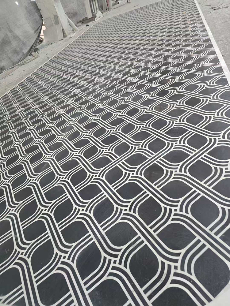 1i black and white marble floor