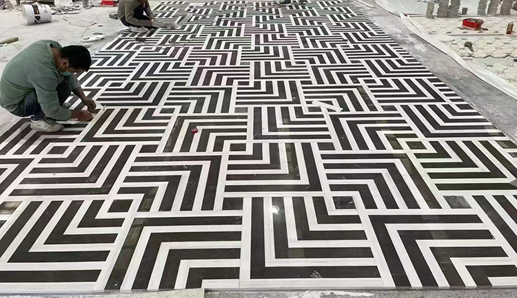 3i black and white marble floor