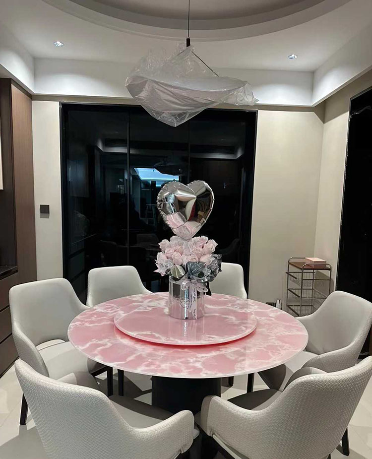8i pink onyx marble dining table