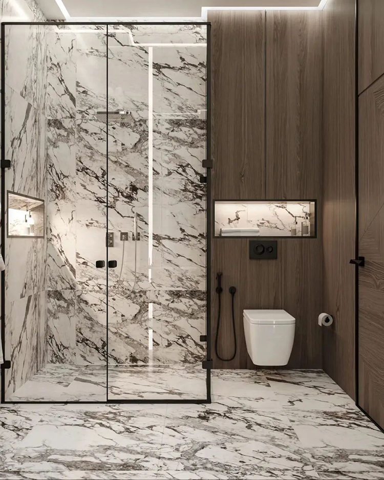 9 white marble bathroom