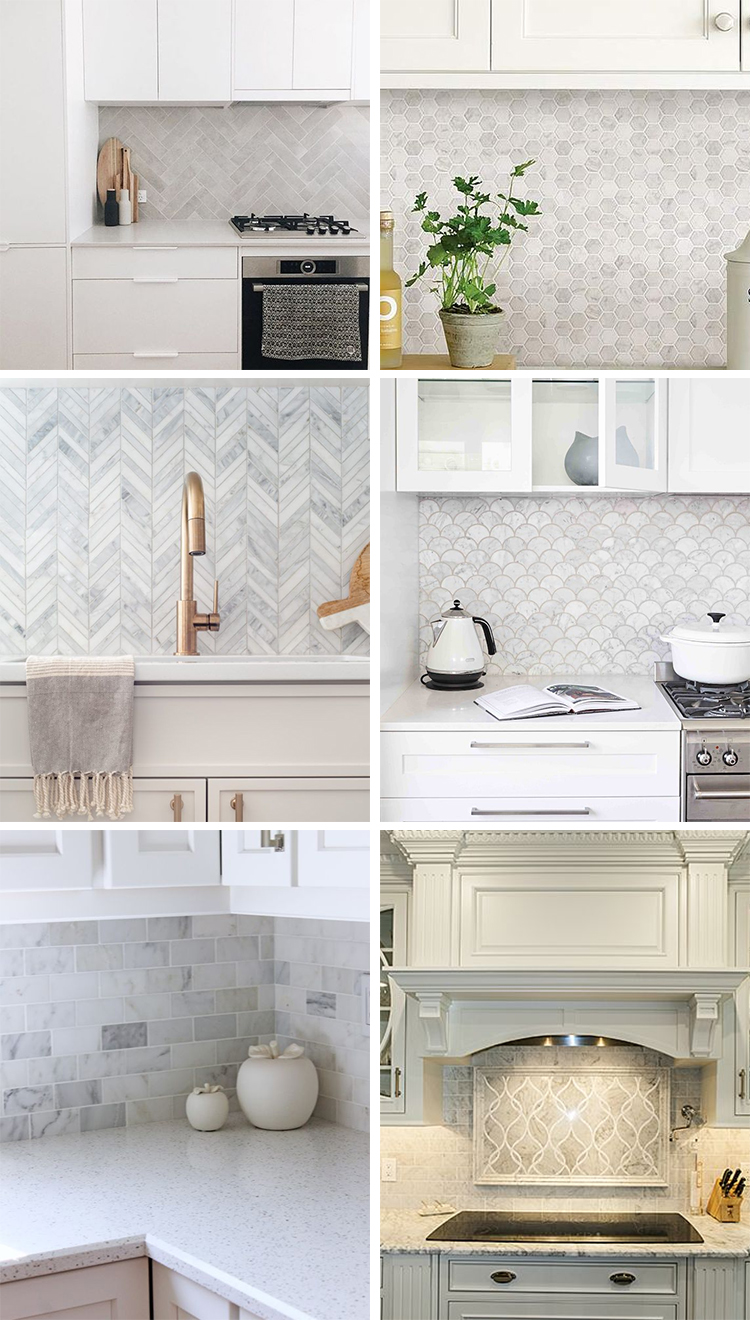 marble mosaic backsplash kitchen