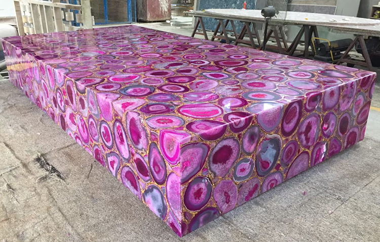 pink marble table